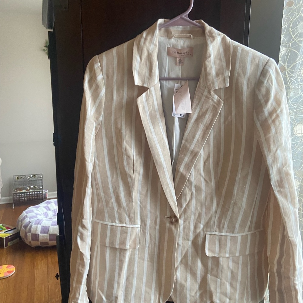 Philosophy Cream and White Striped Blazer
